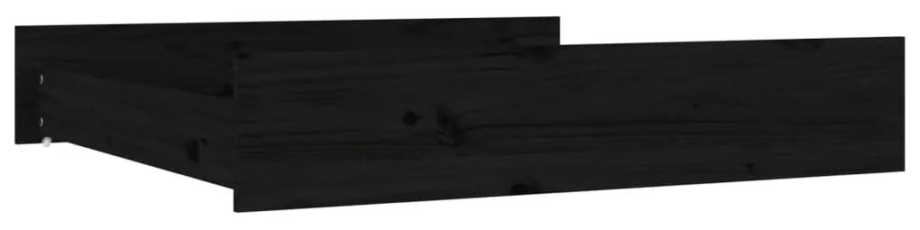 Gavetas de cama 2 pcs madeira de pinho maciça preto