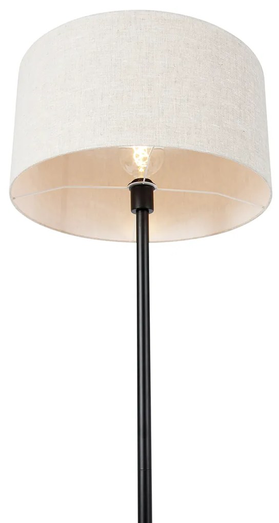 Candeeiro de pé preto com abajur cinzento claro 50 cm - Simplo Design,Moderno