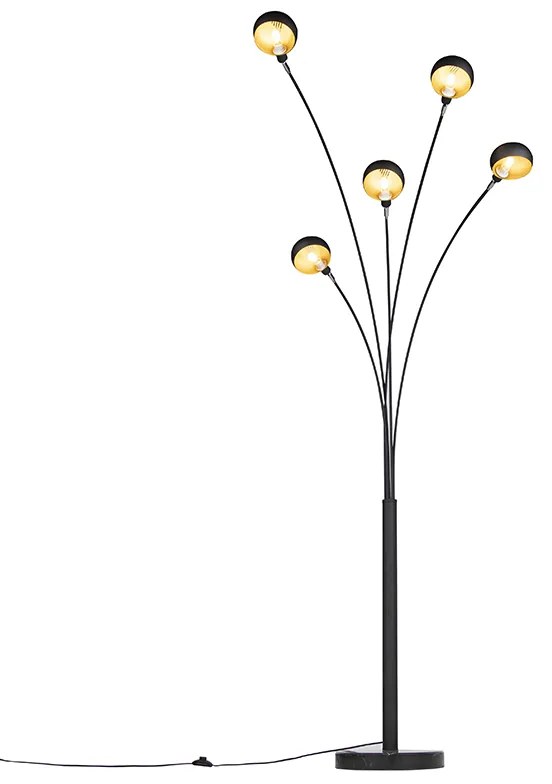 Candeeiro de pé design preto 5 luzes - Sixties Marmo Moderno,Design