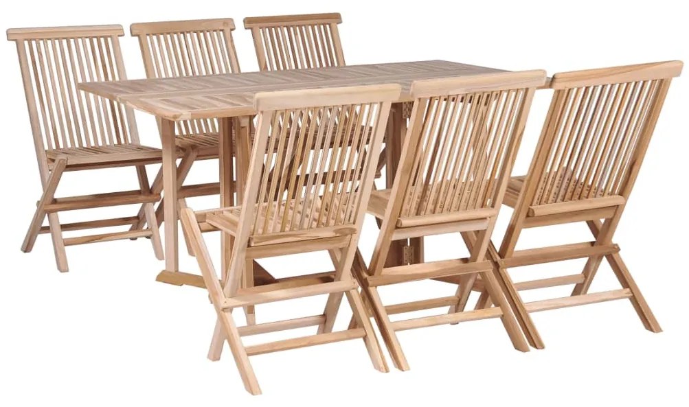 vidaXL 7 pcs conjunto jantar dobrável p/ exterior madeira teca maciça