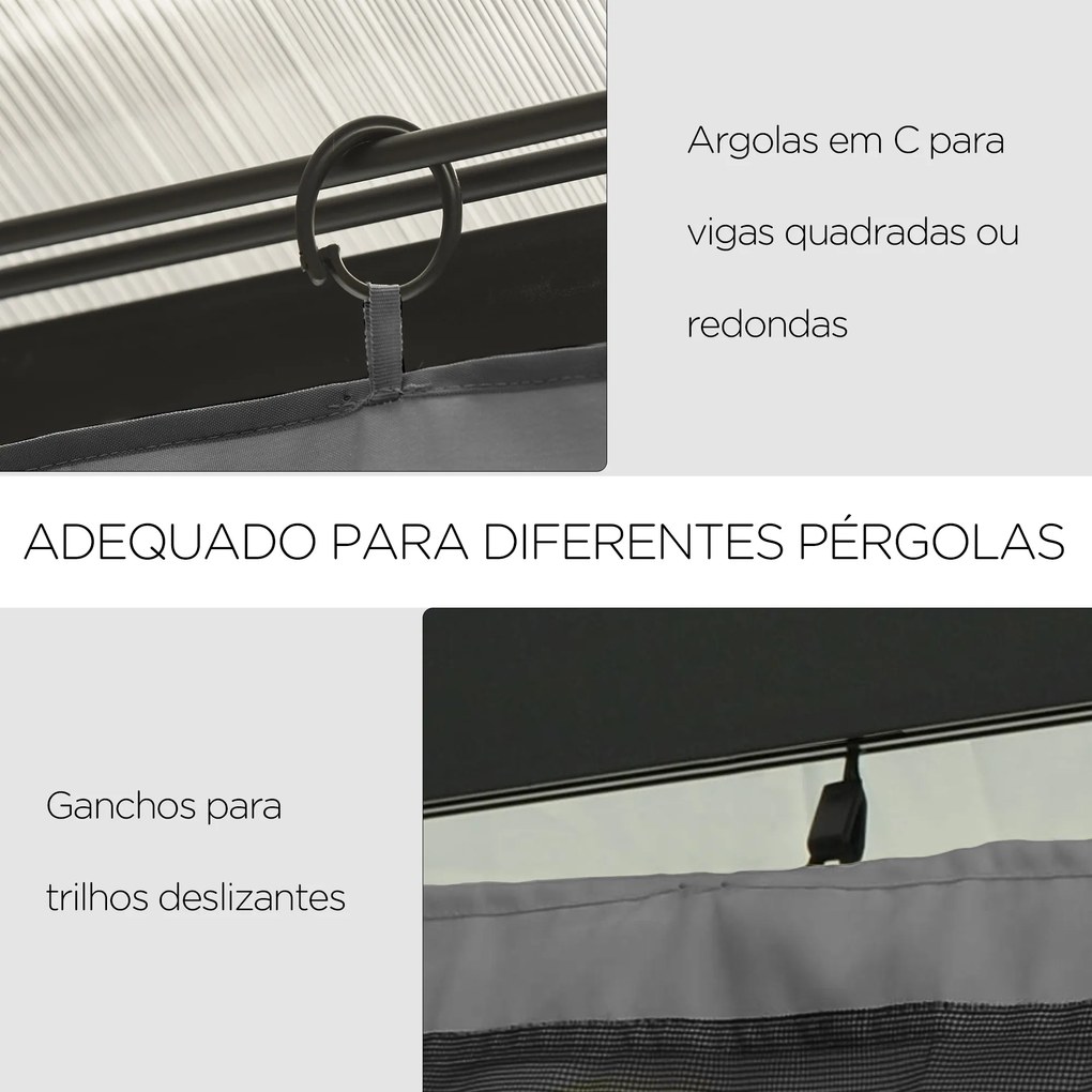 4 Paredes Laterais para Tenda 302x205 (NÃO INCLUIDA) cm Laterais para Tenda Universal com Ganchos e Argola em C para Tenda Cinza Claro