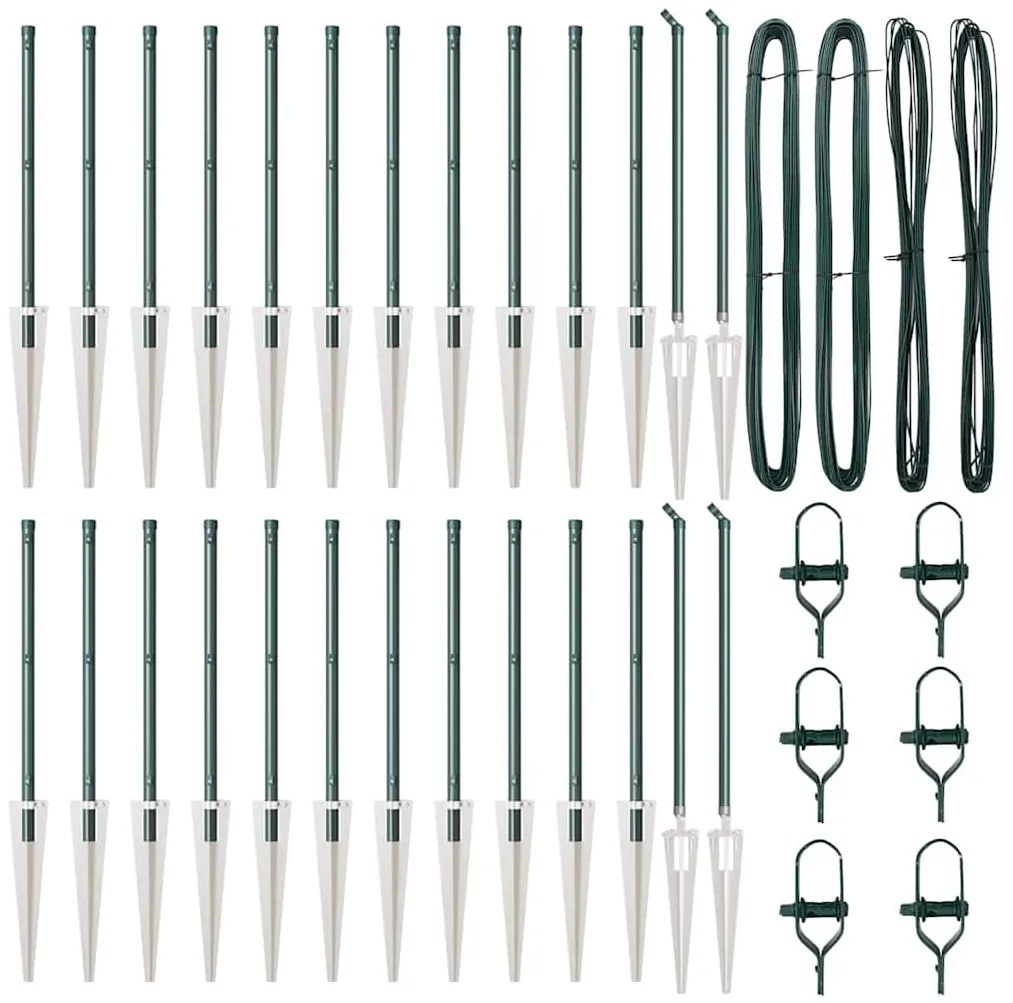 Postes de Cerca com Espeto - 26 peças Ø32 mm 60 cm em Aço Galvanizado