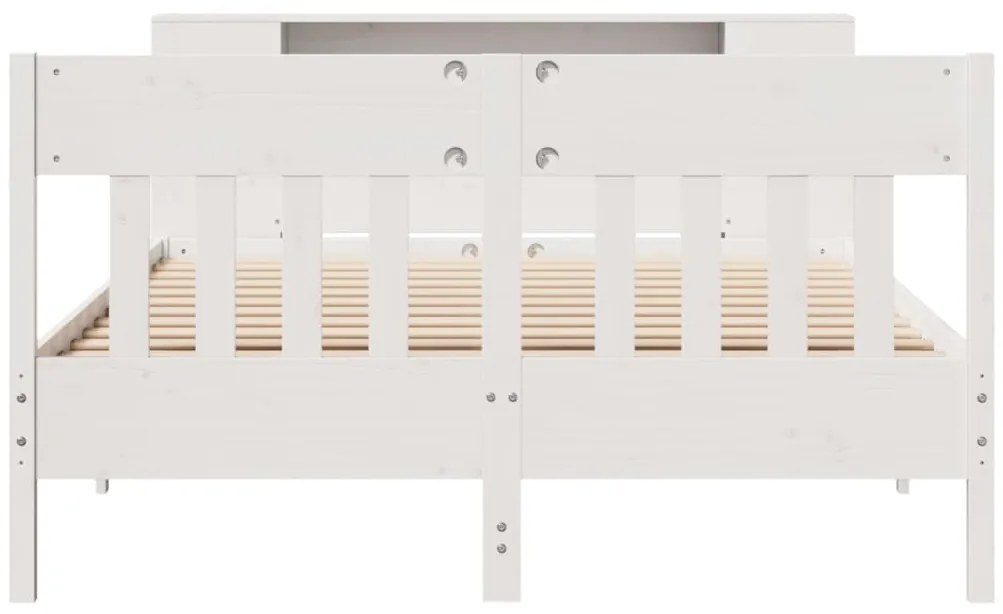 Cama com estante sem colchão 140x200 cm pinho maciço branco