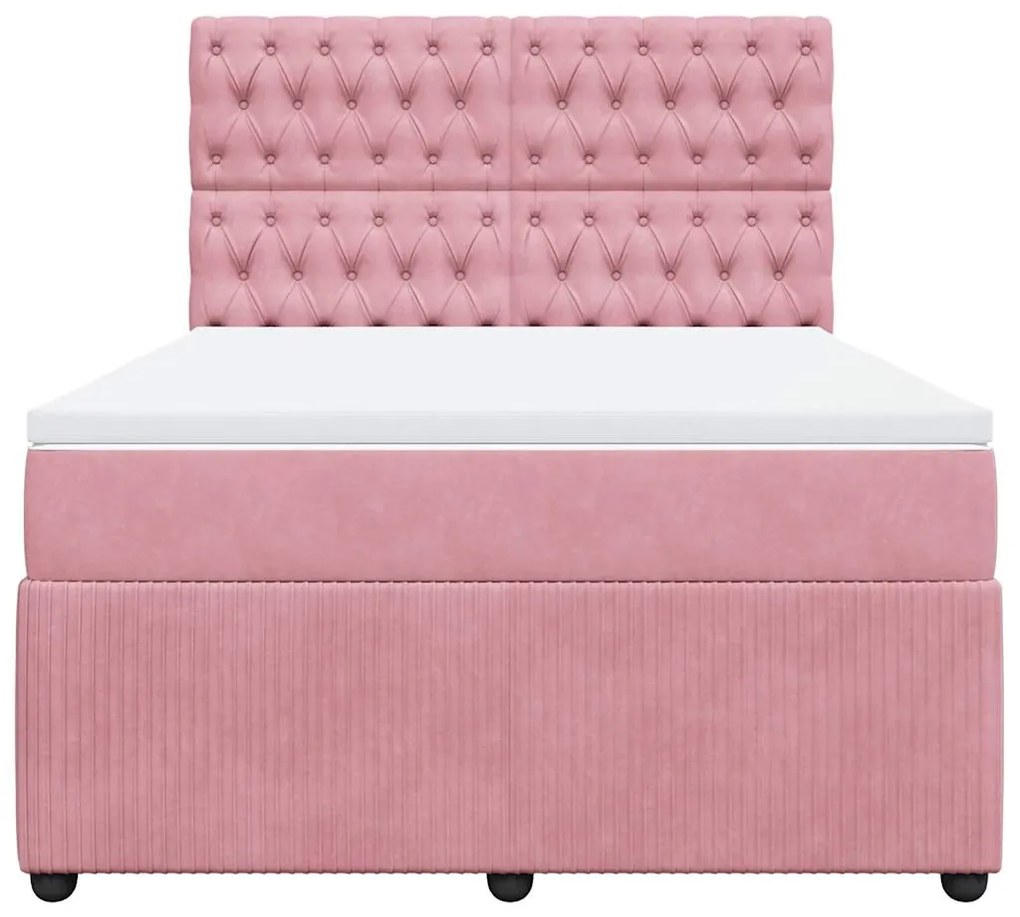 Cama com molas/colchão 140x190 cm veludo rosa