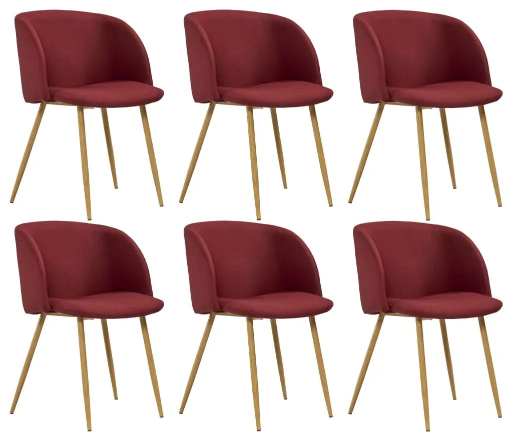 vidaXL Cadeiras de jantar 6 pcs tecido vermelho-tinto