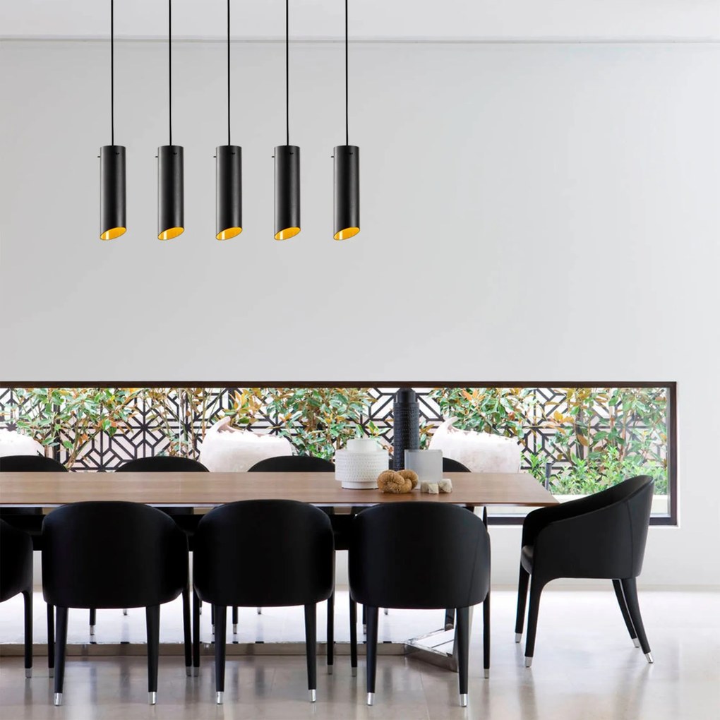 Candeeiro de Teto Sivani – Preto e Amarelo – 85 x 8 cm