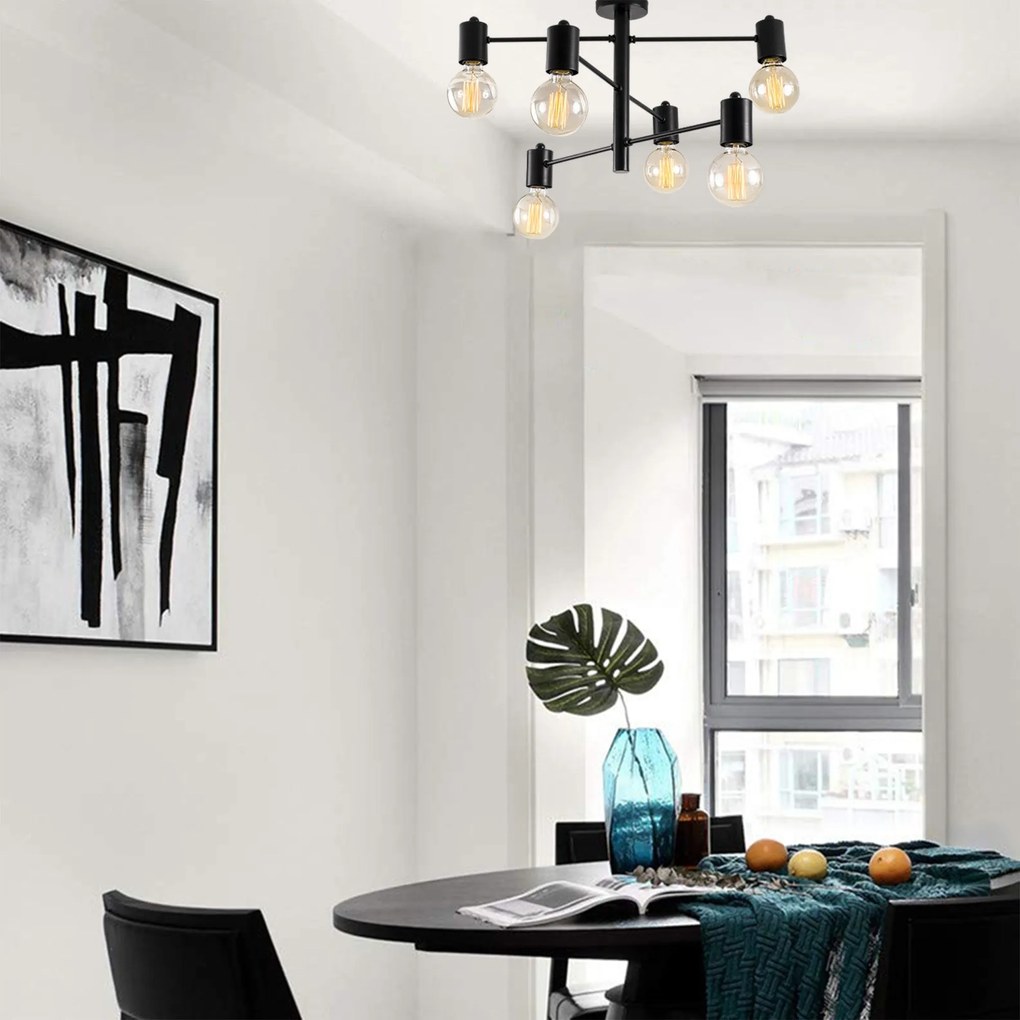 Candeeiro de Teto Hexa – Preto – 61 x 61 cm