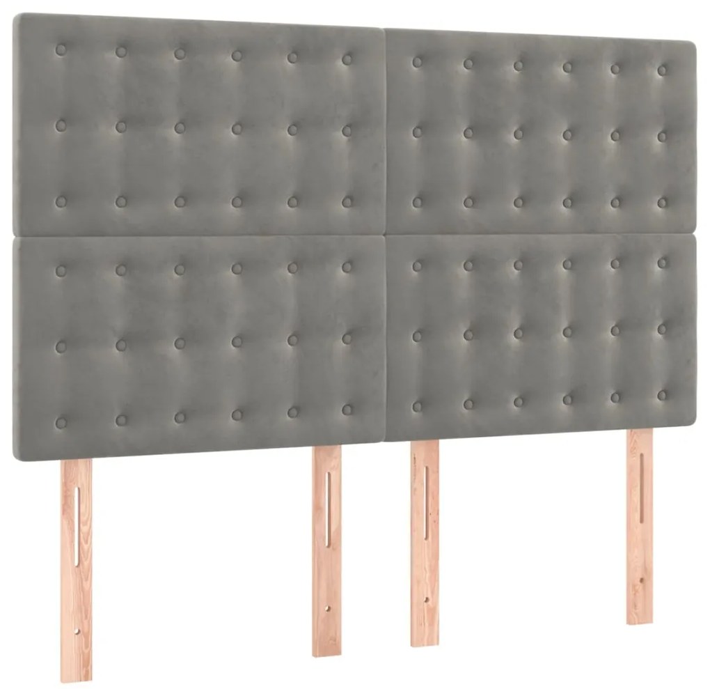 Cama com molas/colchão 140x190 cm veludo cinzento-claro