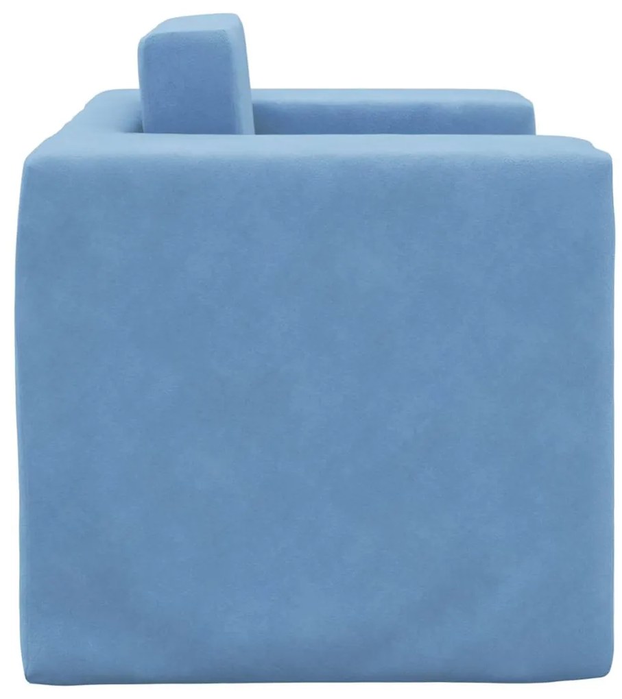 Sofá-cama infantil pelúcia macia azul