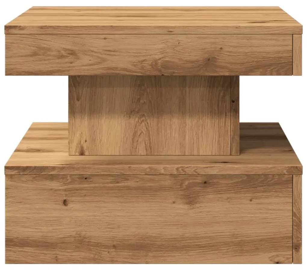 Mesa de centro com luzes LED 50x50x40 cm carvalho artisiano