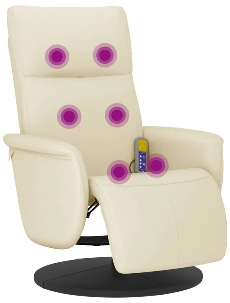 Cadeira massagens reclinável c/apoio pés couro artificial creme