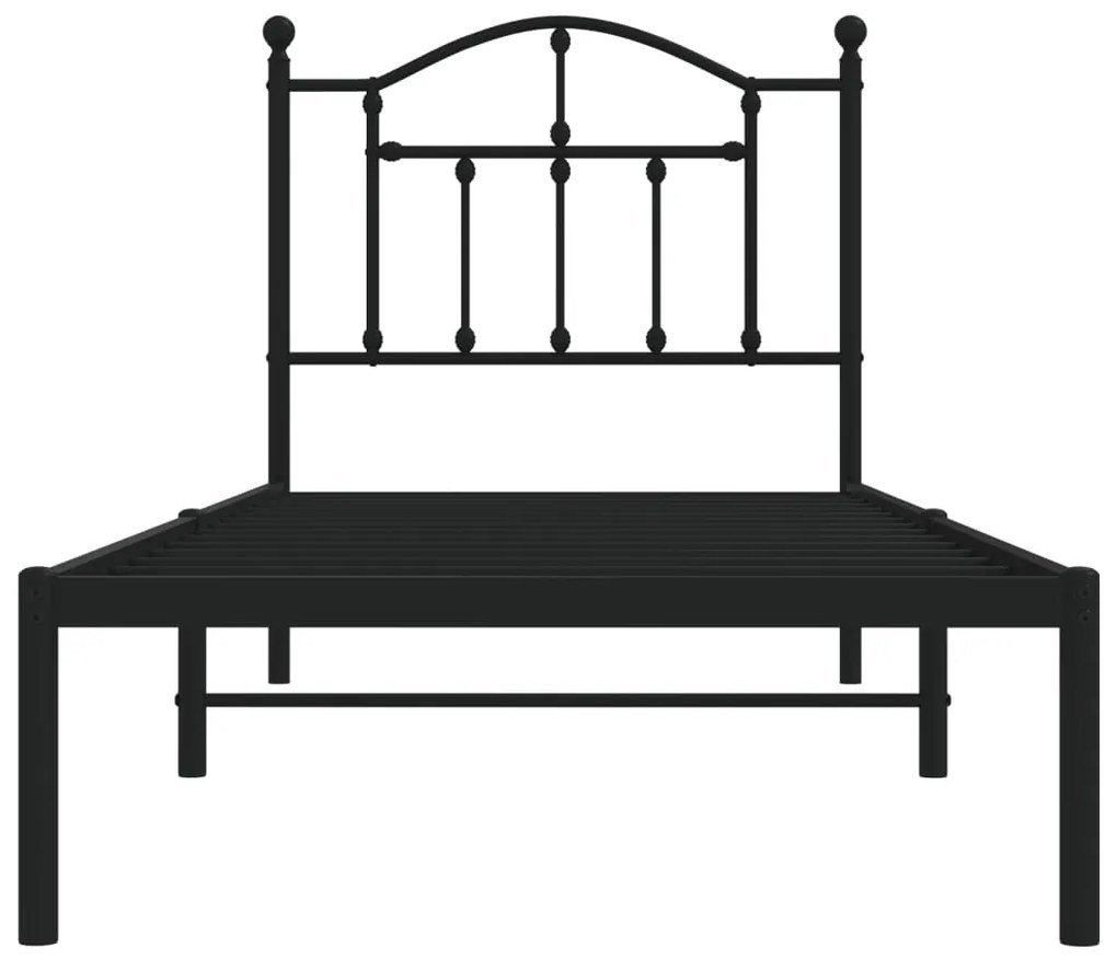 Estrutura de cama com cabeceira 90x200 cm metal preto