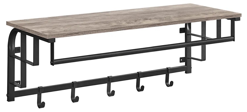 Cabide de parede com 5 ganchos 30 x 66 x 27 cm greige-preto