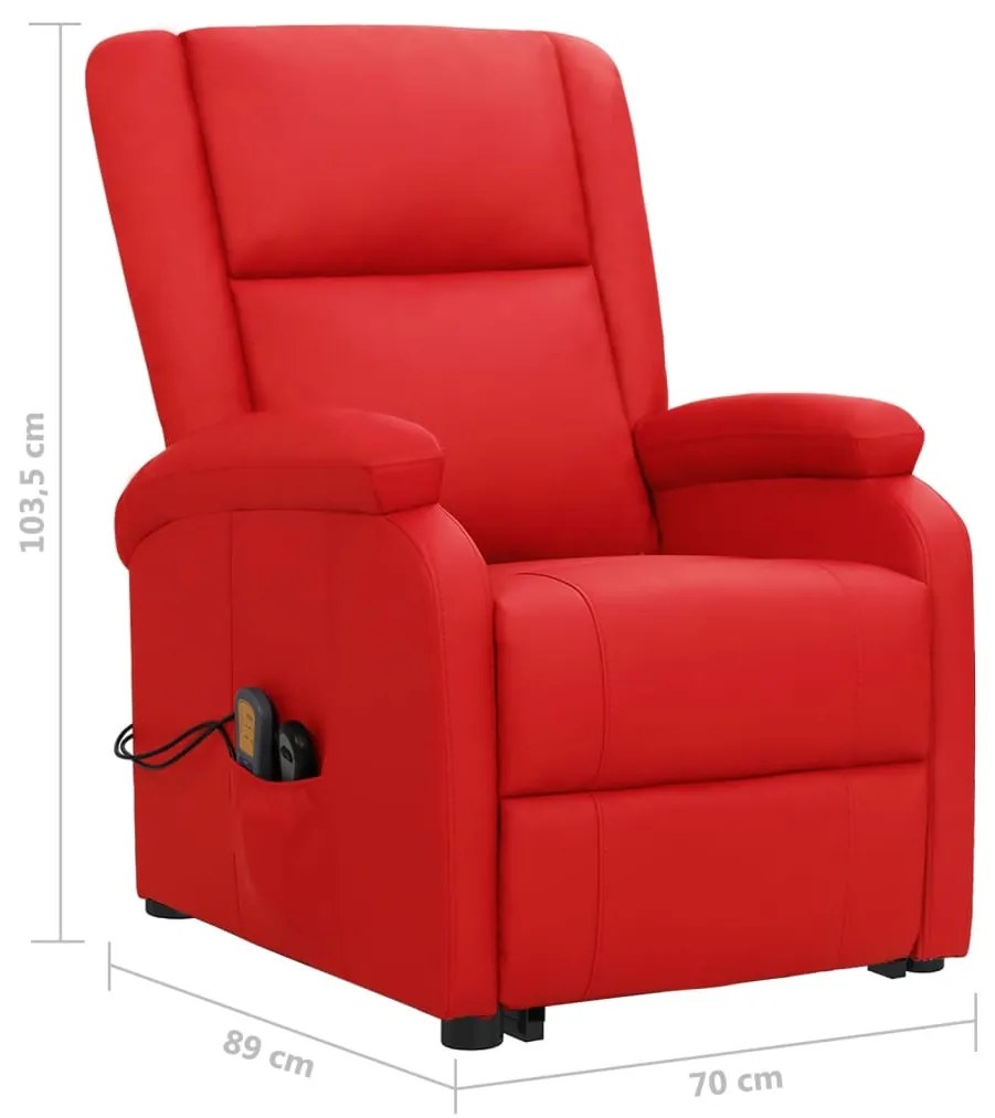 Poltrona de massagens elevatória couro artificial vermelho