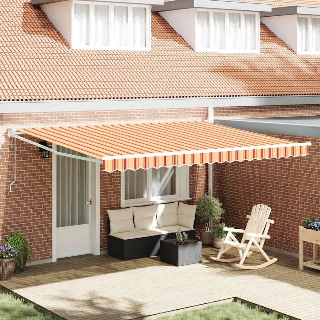 vidaXL Toldo Retrátil amarelo e laranja 450 × 300 cm tecido