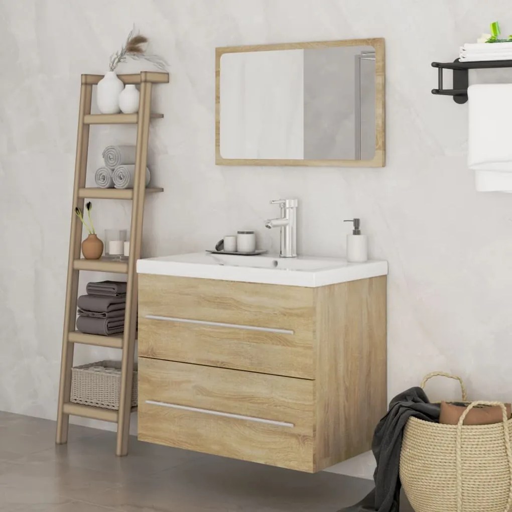 vidaXL 3 pcs conj. móveis casa de banho cor carvalho sonoma