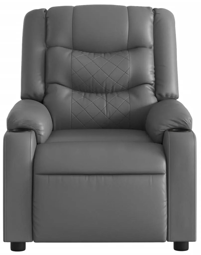 Poltrona massagens reclinável elétrica couro artif. cinzento
