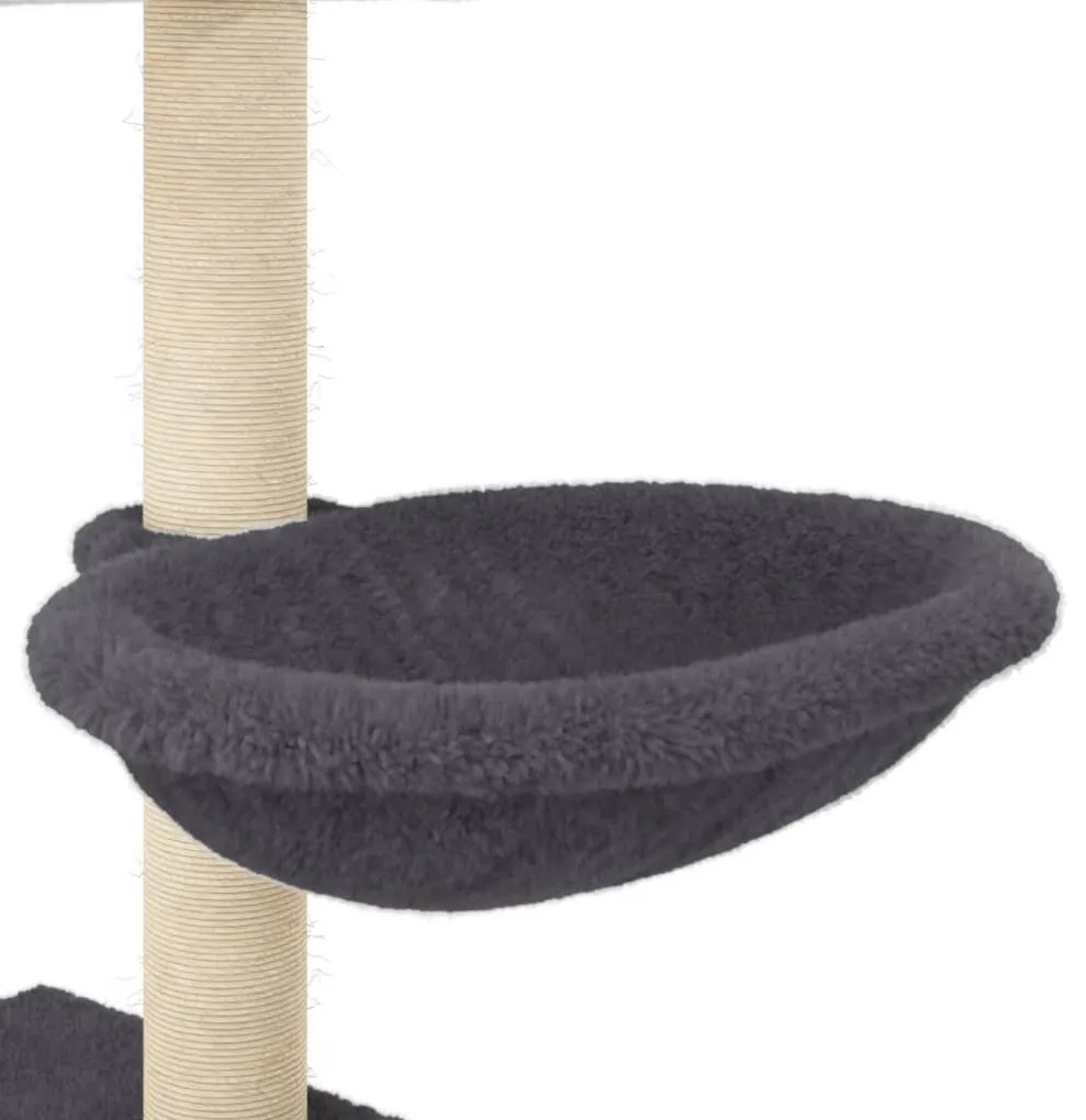 Árvore p/ gatos c/ postes arranhadores sisal 117cm cinza-escuro