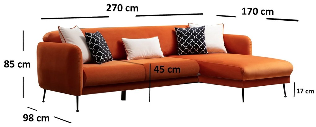Sofá-Cama de Canto Sevilla – Laranja – 270 x 170 cm