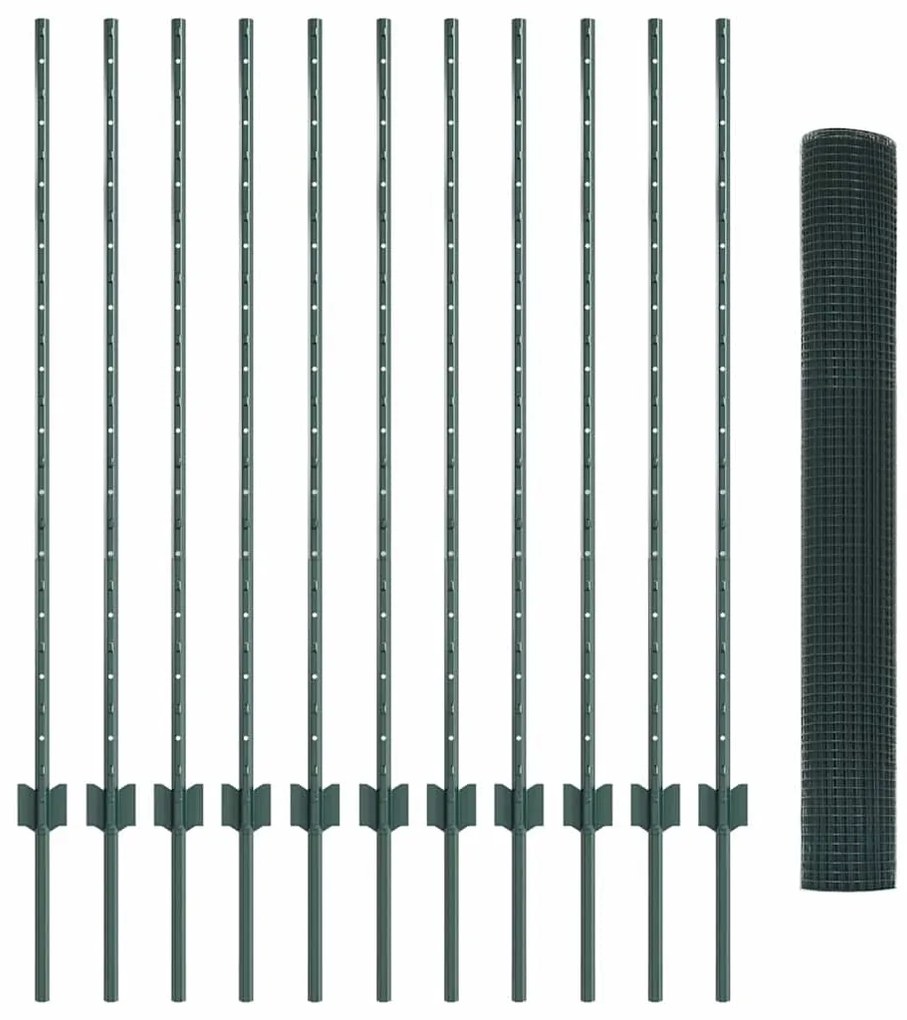 Cerca de Arame Soldado com 11 Posts U Verde 1.2x25 m Aço