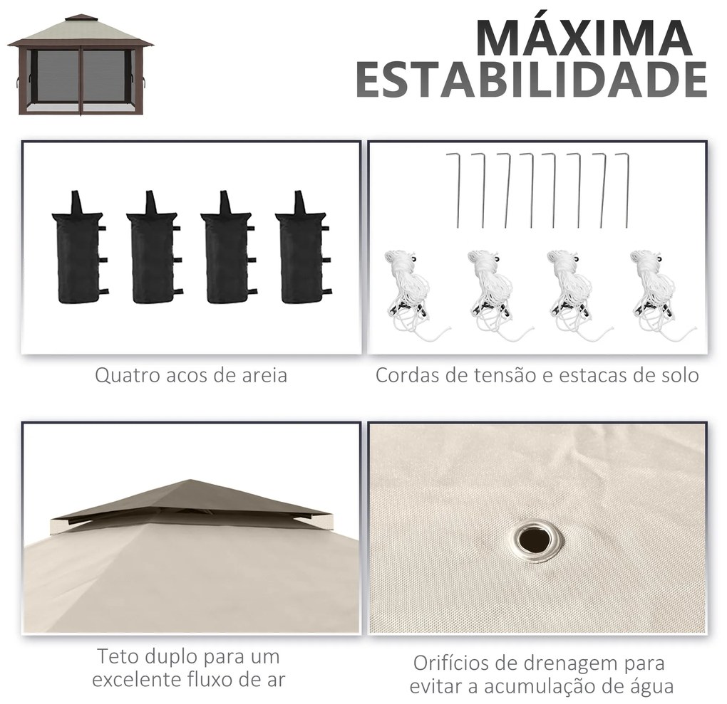 Tenda Dobrável Pop-UP 3,92x3,92x2,83 m Tenda de Jardim com Altura Ajus