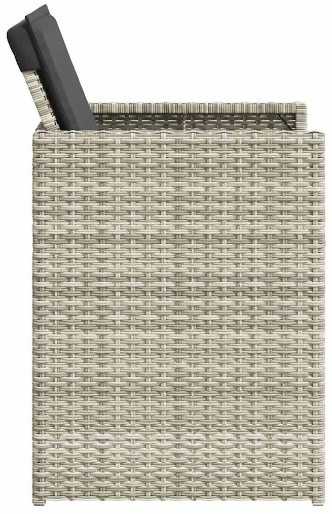Cadeiras de jardim com almofadões 4 pcs vime PE cinzento-claro