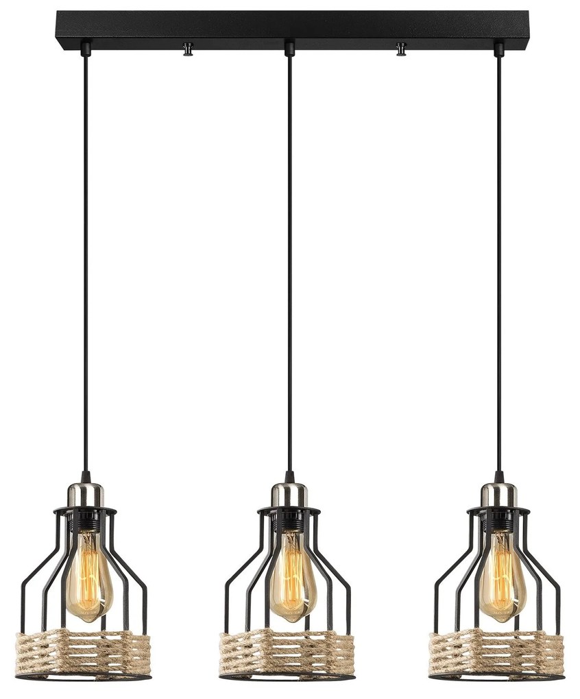 Candeeiro Suspenso Fiko – Preto – 67 x 17 cm