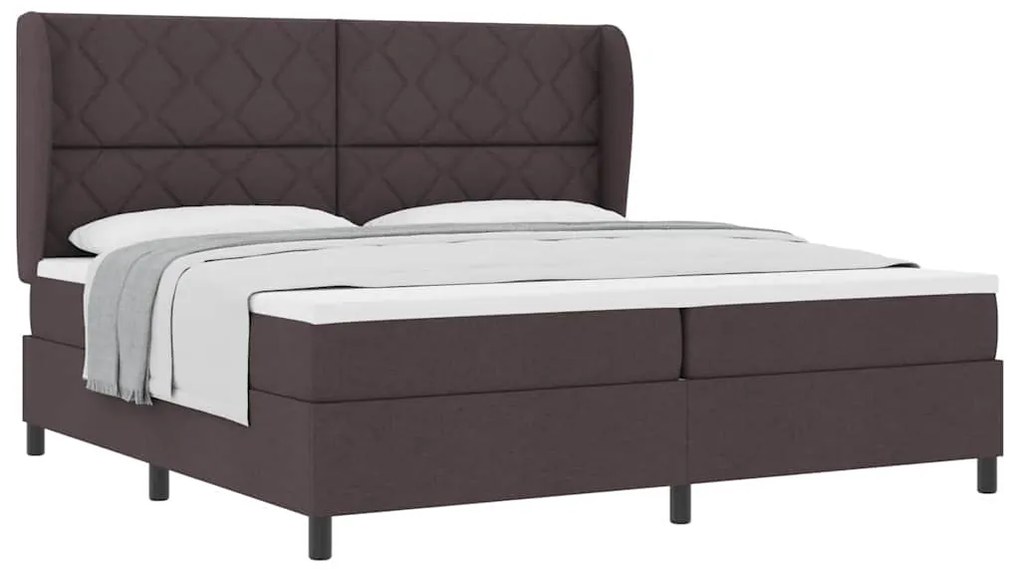 Cama com estrado e colchão em marrom escuro, 200 x 200 cm