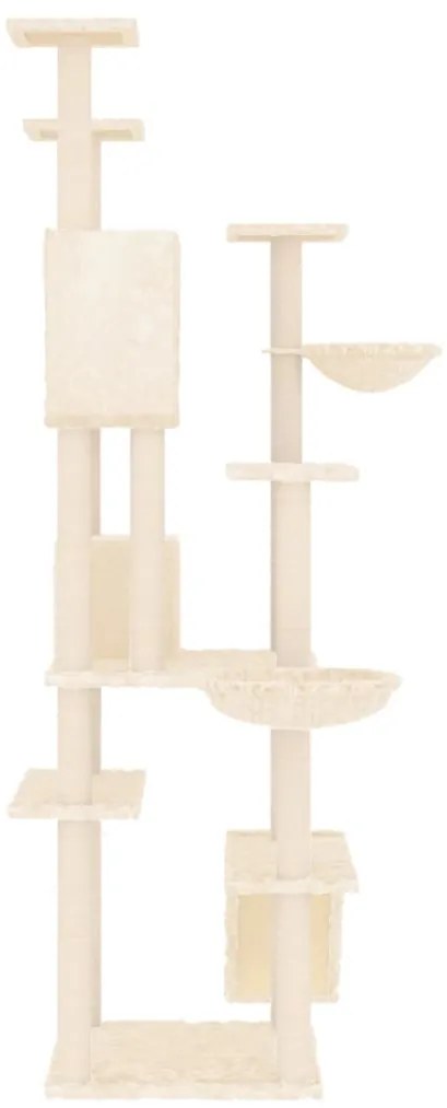 Árvore p/ gatos c/ postes arranhadores sisal 191 cm cor creme