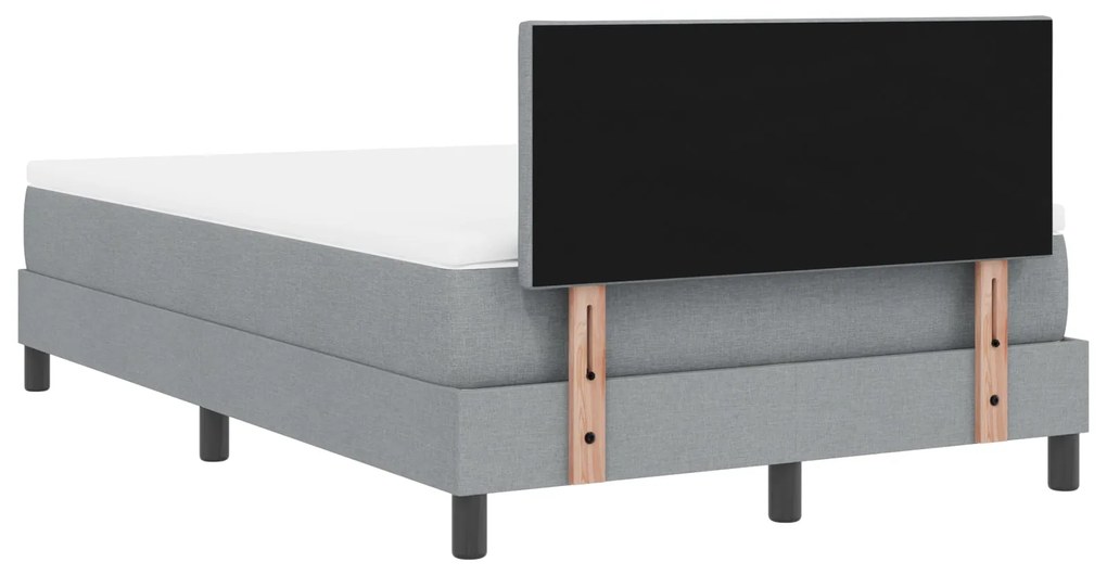 Cama Box Spring com Colchão Cinza Claro 120x200 cm Tecido