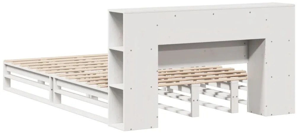 Cama com estante sem colchão 120x200 cm madeira maciça branco