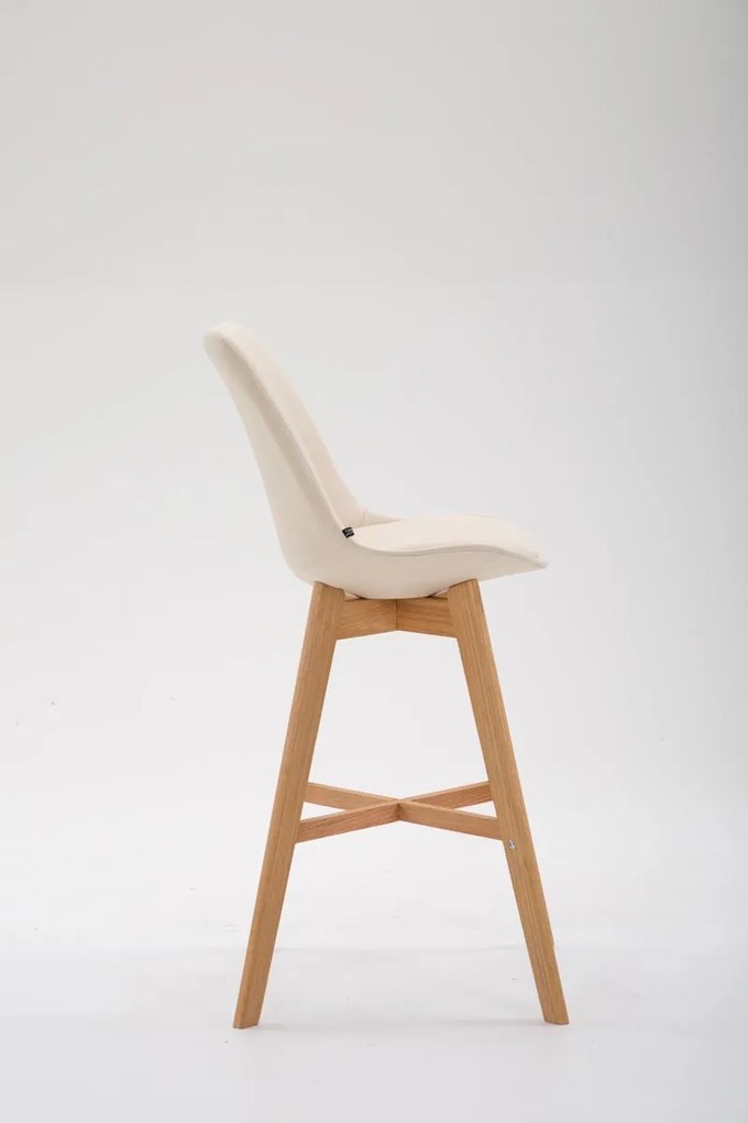 Banco de bar Cannes em couro sintético e com estrutura de Cor Natural 48 x 112 x 56 cm Creme