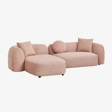 Sofá Modular Chaise Longue Esquerdo De 2 Peças Em Chenille Coco Chenille Rosa Quartzo - Sklum