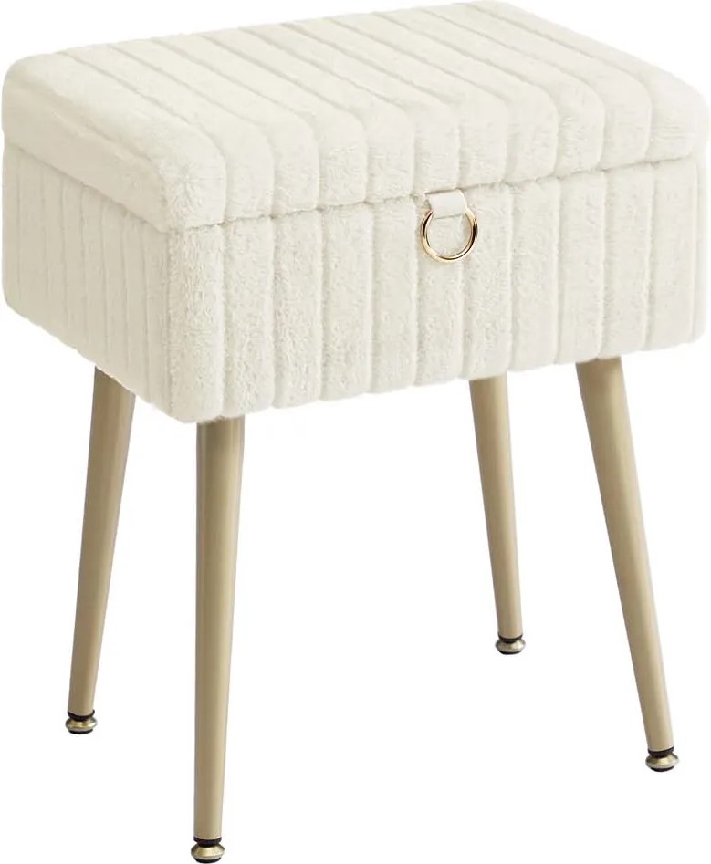 Banco toucador com espaço de arrumação 30 x 40 x 50 cm estofado Branco