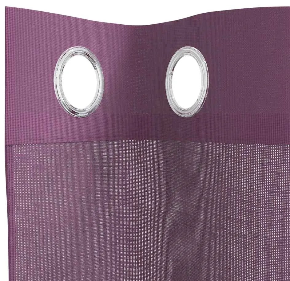 Cortinas de voile com ilhós 2 pcs roxo 140x140 cm
