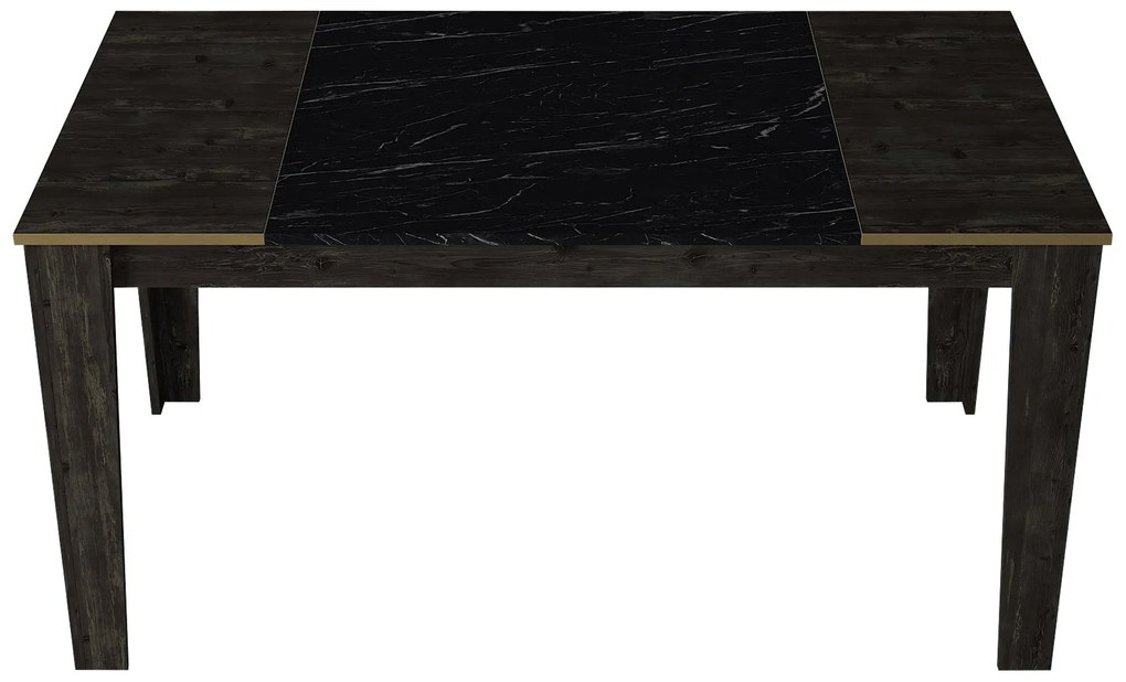 Mesa de Jantar "Veyron" – 145x85x76.2 cm – Preto, Preto Mármore e Dour