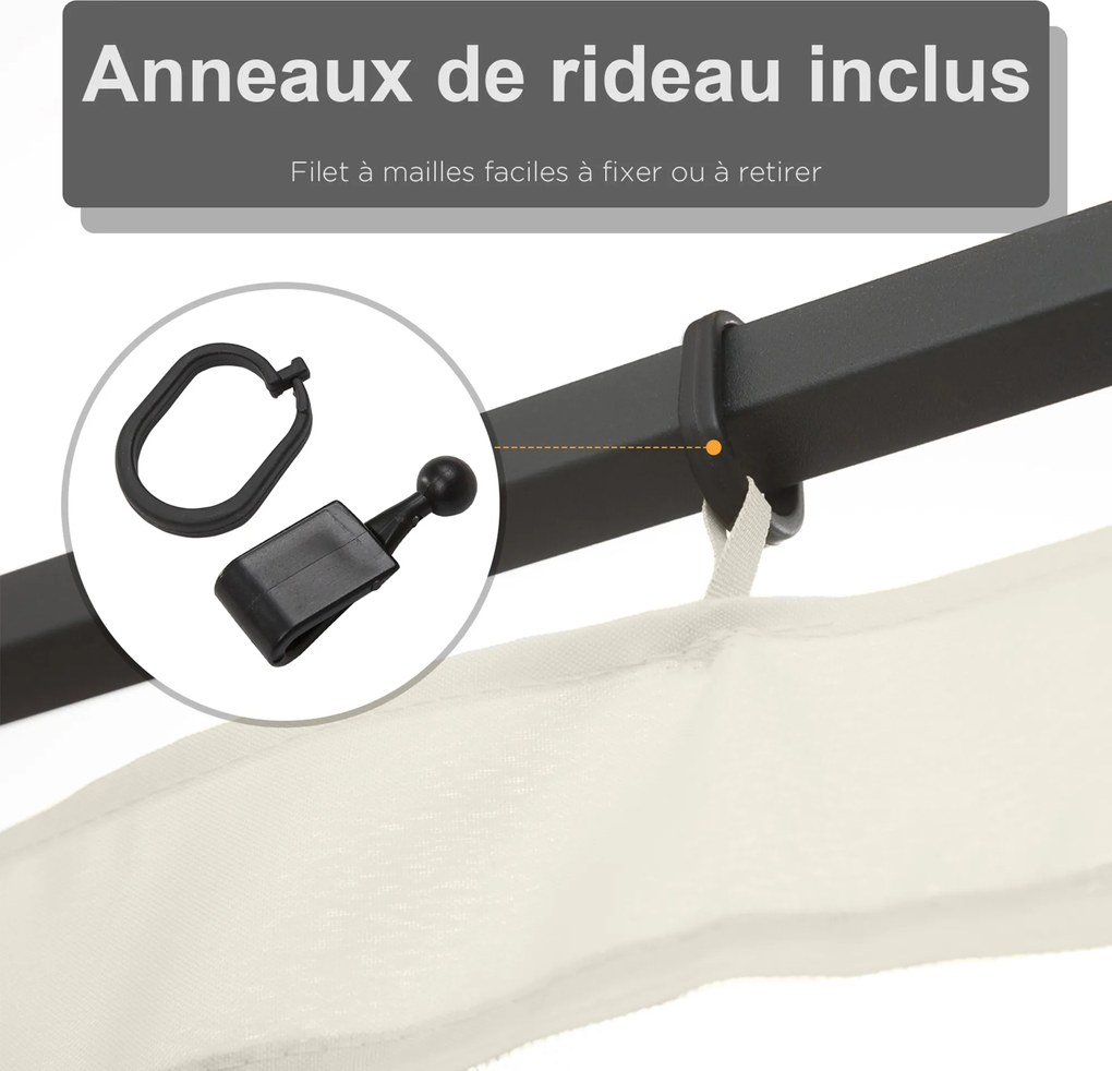 Redes mosquiteiras para tenda ou pavilhão de jardim 3 x 4 m - conjunto de 4 redes mosquiteiras com fecho de correr + ganchos de fixação