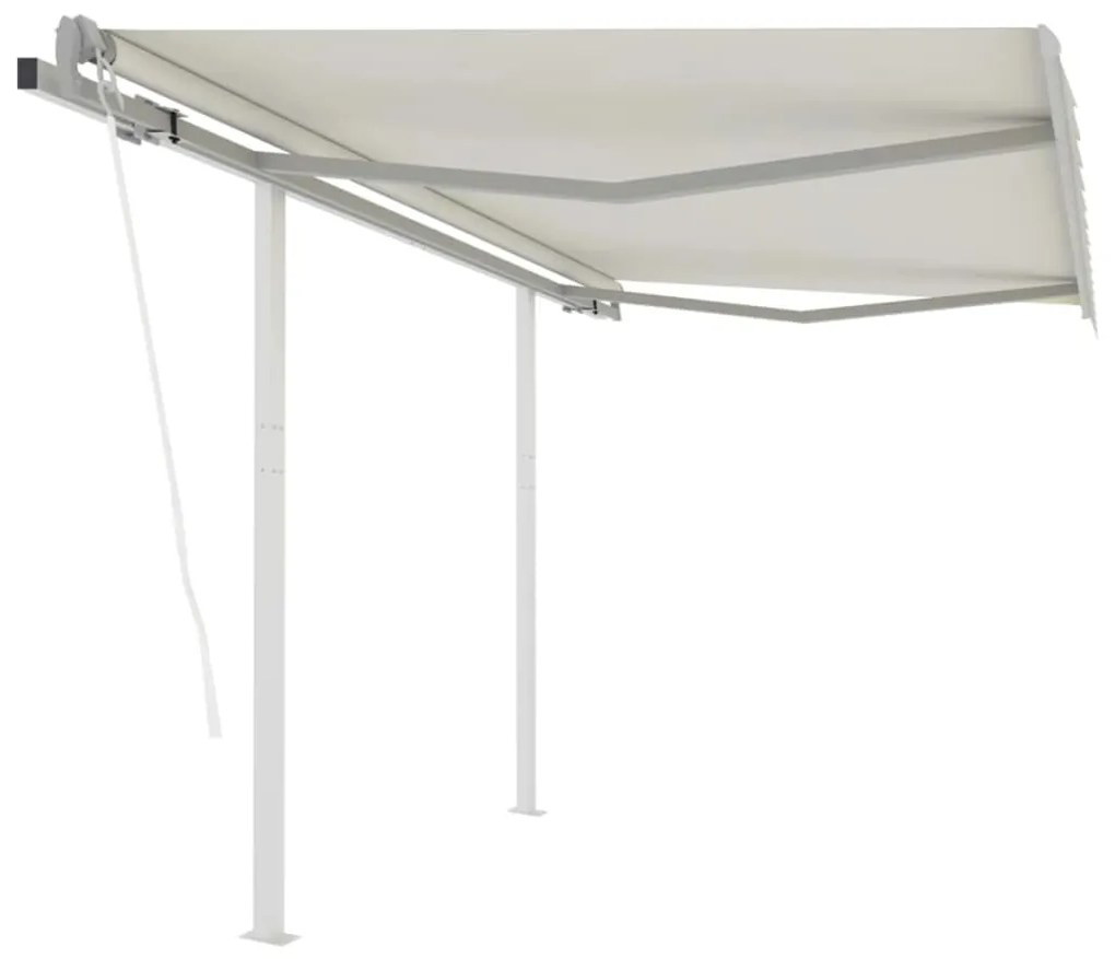 Toldo retrátil automático com postes 3,5x2,5 m cor creme