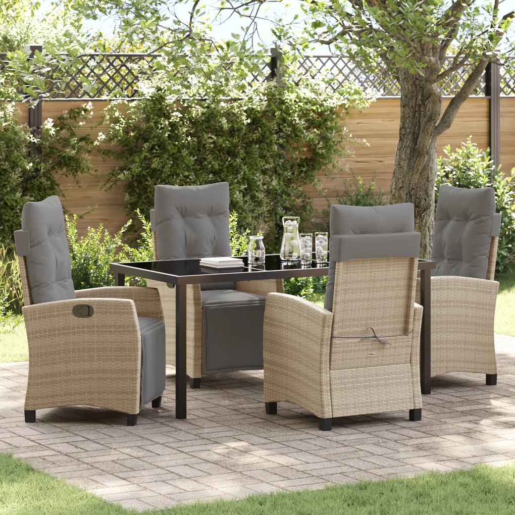 vidaXL Conjunto de Jantar de Jardim de 5 Peças Bege Rattan PE