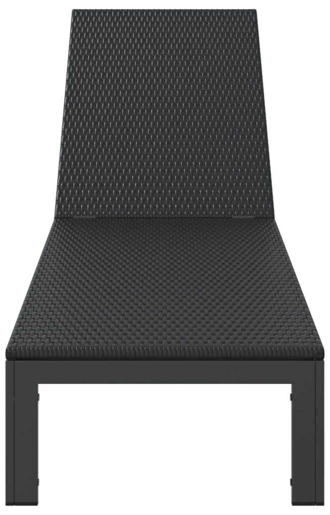 Espreguiçadeira vidaXL com Rodas Preto em Rattan Poliéster
