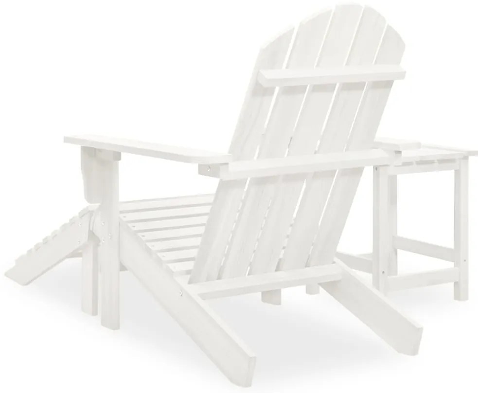 Cadeira de jardim Adirondack c/ otomano e mesa abeto branco