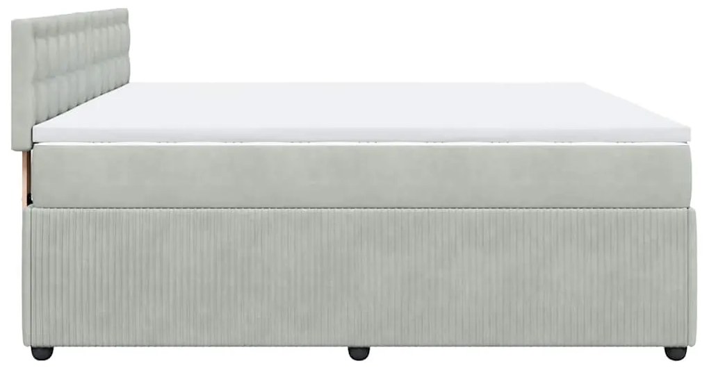 Cama com molas/colchão 200x200 cm veludo cinzento-claro