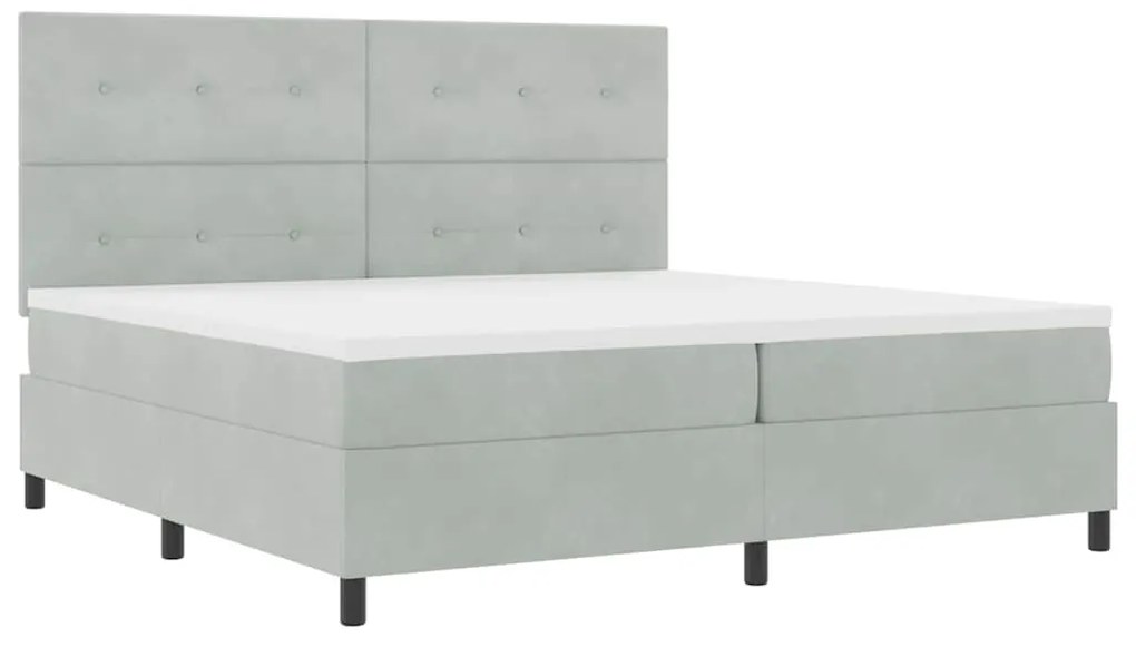 Cama Box com Colchão vidaXL Cinza Claro 200x200 cm Veludo