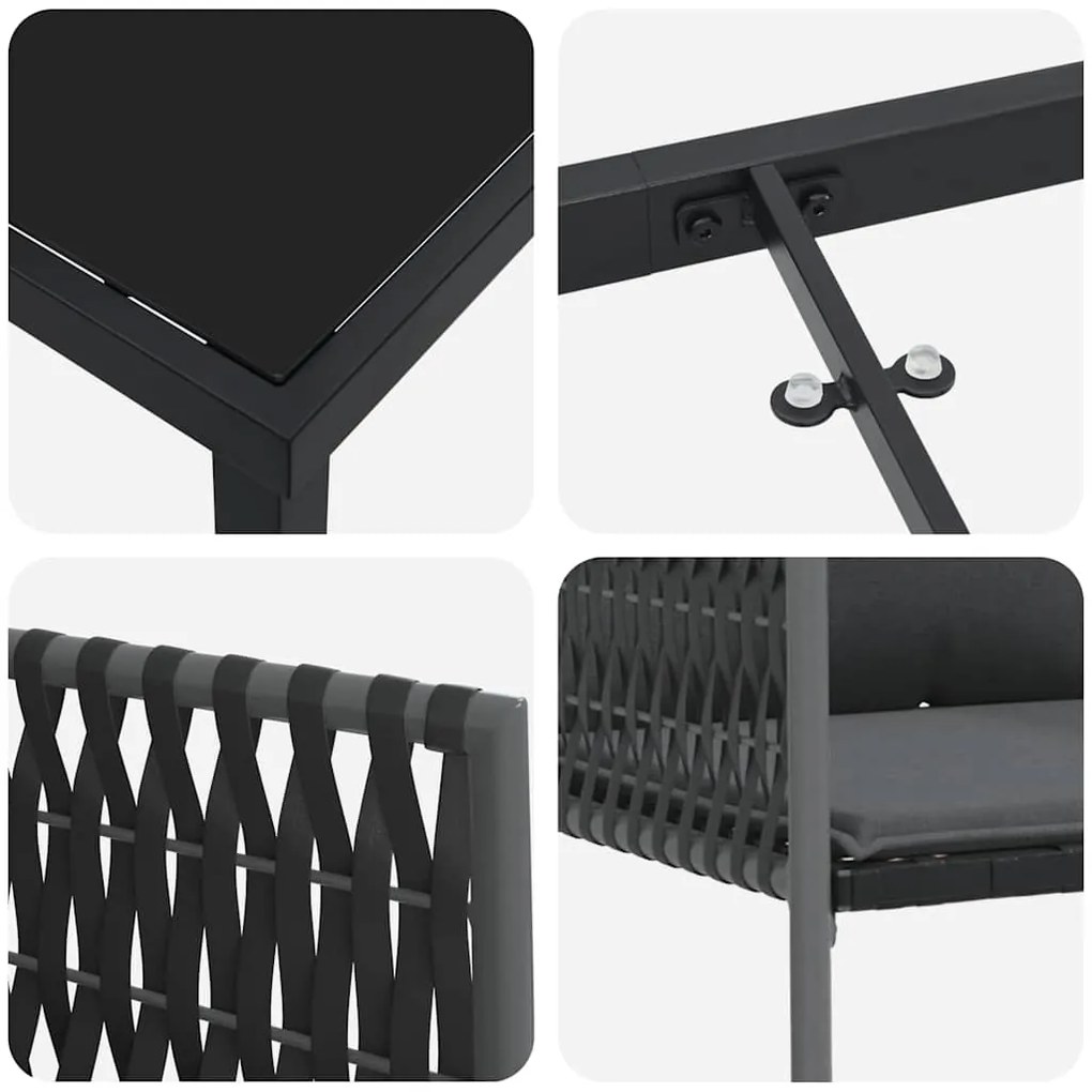 Conjunto de Jantar de Jardim 5 Peças com Almofadas e Cadeiras de Poli
