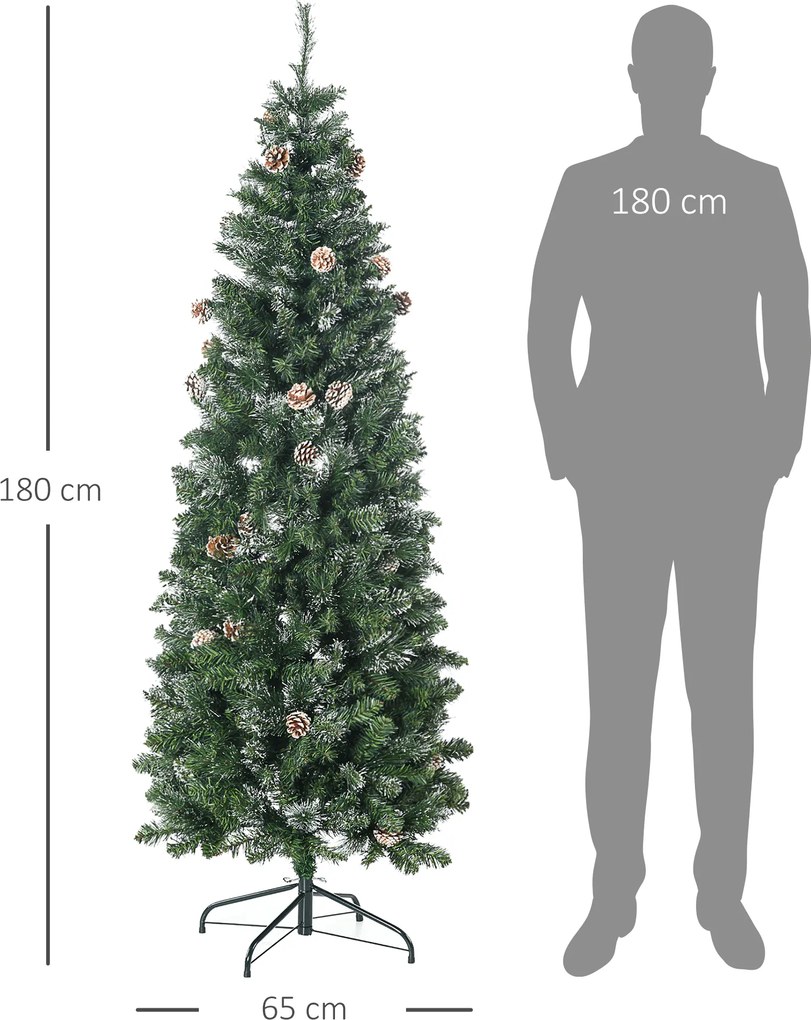 Árvore de Natal artificial com 618 ramos cobertos de neve, suporte em aço, com base dobrável em aço
