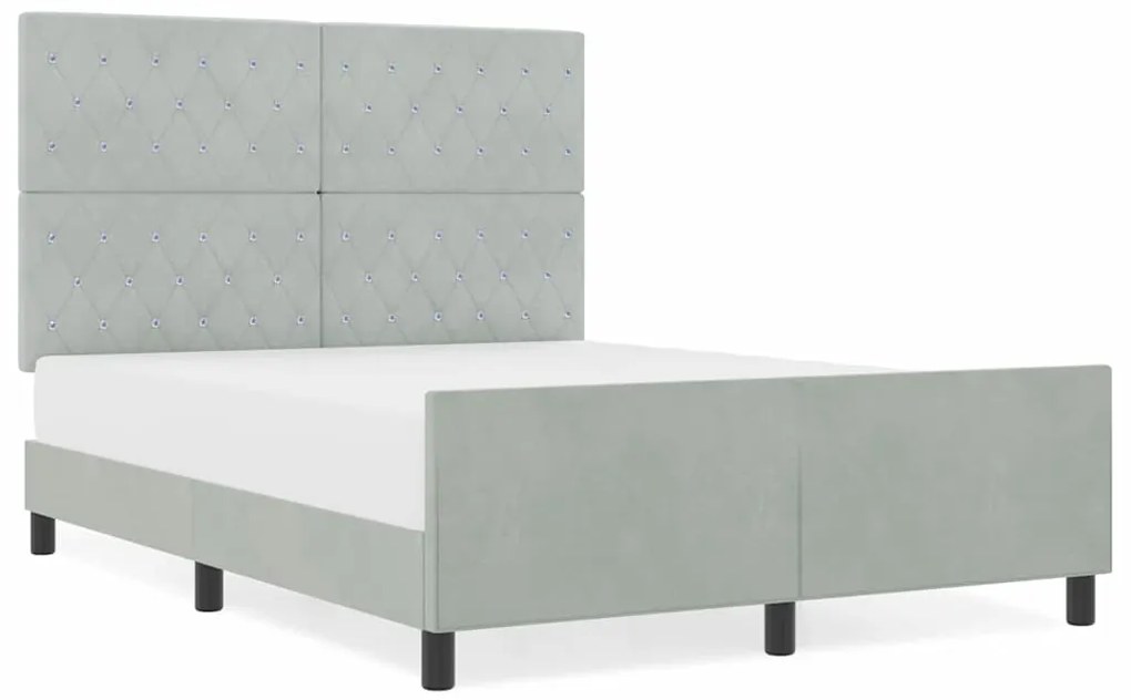 Cama vidaXL Cinza Claro 140x190 cm em Veludo