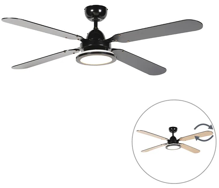 LED Ventilador de teto preto com comando remoto - Fanattic Moderno