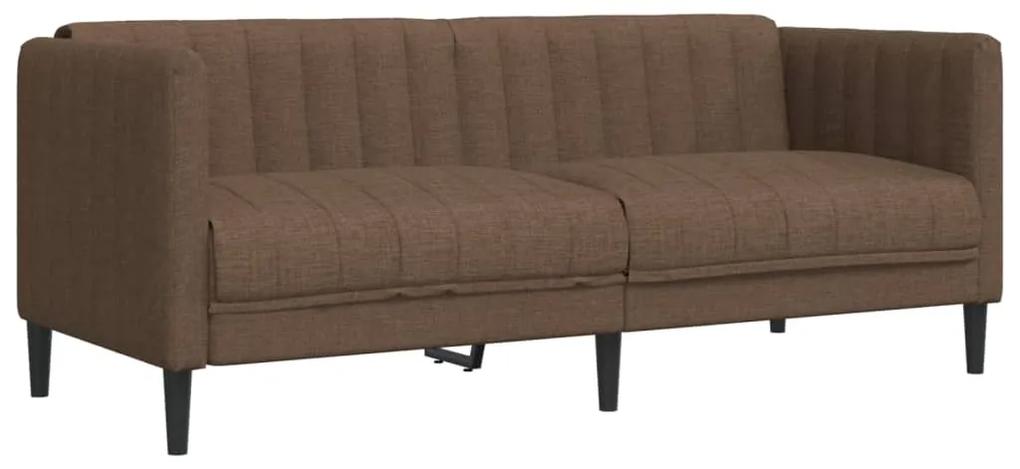 3 pcs conjunto de sofás tecido castanho