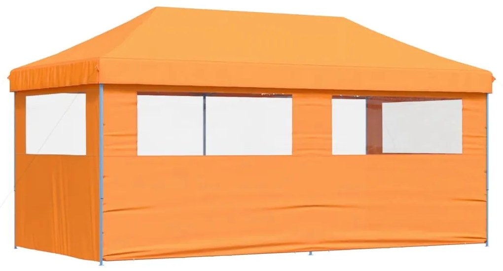 Tenda para festas pop-up dobrável c/ 3 paredes laterais laranja