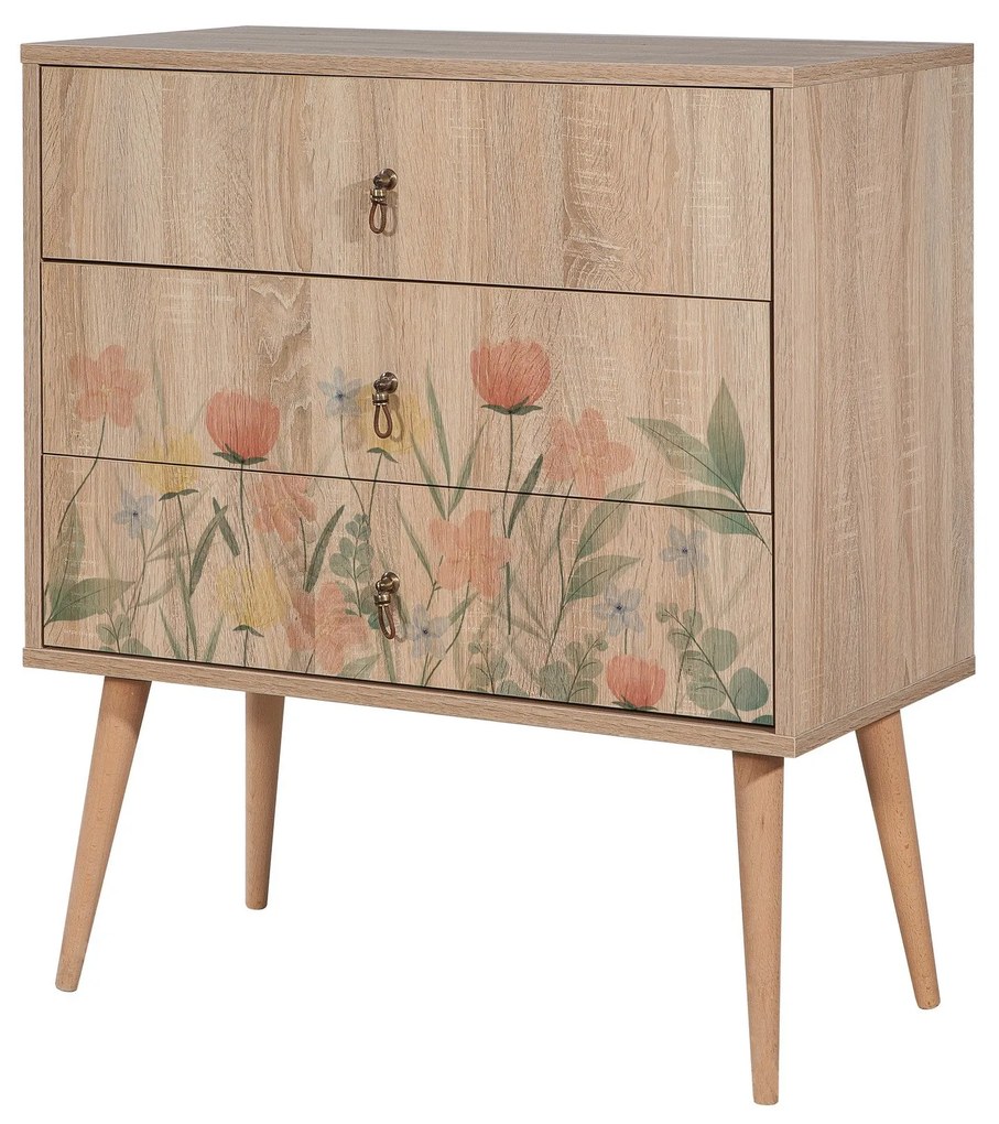 Mesa de Cabeceira City Trio Tulip – Carvalho Sonoma – 80x89x40 cm